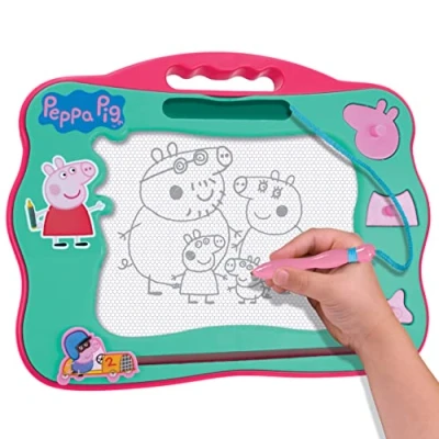 Imagen de Peppa Pig Travel Magnetic Scribbler pad with pen and 3 stamps, draw erase no mess