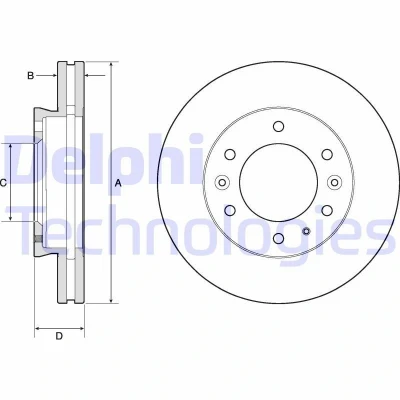 Imagen de DELPHI BG9140C Disco de freno 302 32 6 ventilado revestido sin procesar cojinete rueda, anillo sensor ABS FORD: Ranger Mk3