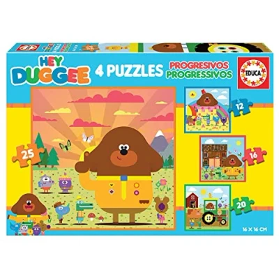 Imagen de Educa Puzzles progresivos Infantiles Hey Duggee con 12,16,20,25 4 de distinto número Piezas. Recomendados a Partir 3 años (19394)