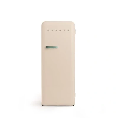 Imagen de CREATE / RETRO FRIDGE 150 SAGE/Frigorífico arena maneta verde sage con congelador 281L 102W, bajo consumo, diseño vintage, 150cm, 3 estantes, regulador temperatura, botellero, 60x60x150cm