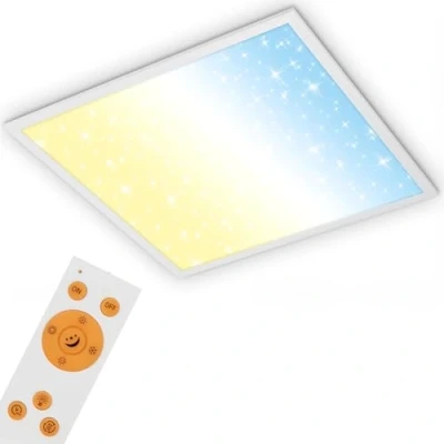 Imagen de BRILONER Leuchten Panel led, lámpara de techo con decoración estrellas, regulable, control temperatura color (CCT) remoto, 36 W, 3800 lúmenes, blanco