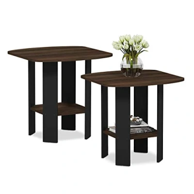 Imagen de Furinno Mesa Auxiliar Nogal de Columbia/Negro Set di 2