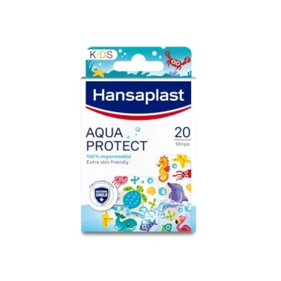 Imagen de Hansaplast Aqua Protect KIDS Apósitos para niños 100% impermeables, vendajes autoadhesivos transpirables, tiras adhesivas heridas, protegen de la suciedad y las bacterias, 20 unidades