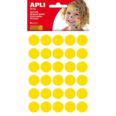 Imagen de APLI Kids 13227 Bolsa de gomets redondos 20 mm, color amarillo, 6 hojas