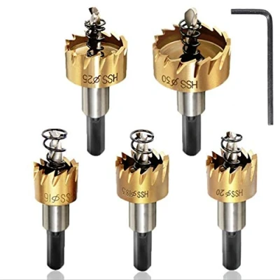 Imagen de Brocas Corona Perforadora Metal Coronas Perforadoras Juego de 5 Fresas a Taza HSS Cobalto Ø16mm 18,5mm 20mm 25mm 30mm