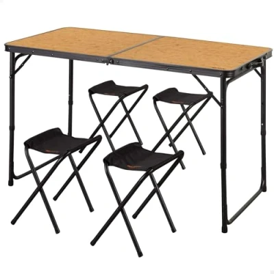Imagen de Aktive mesa plegable aluminio bambú con 4 taburetes