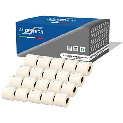 Imagen de Aftertech 20 rollos de etiquetas adhesivas compatibles 99015 54 x 70 mm (320 etiquetas/rollo = 6400 totales) para Dymo LabelWriter Seiko SLP etiquetadoras impresoras S0722440