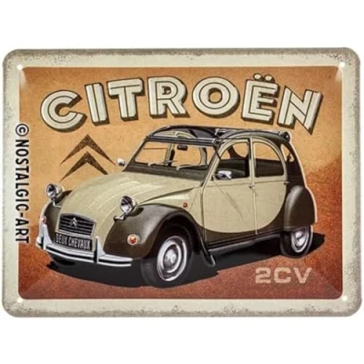 Imagen de Nostalgic Art Cartel de Chapa Retro Citroen 2CV Idea Regalo para Aficionados a Coches, metálico, Diseño Vintage Decorativo, 15 x 20 cm