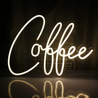 Imagen de Letrero de luz neón para café, letreros LED letras, luces cafetería, bar, cachorro, restaurante, decoración habitación (blanco cálido)