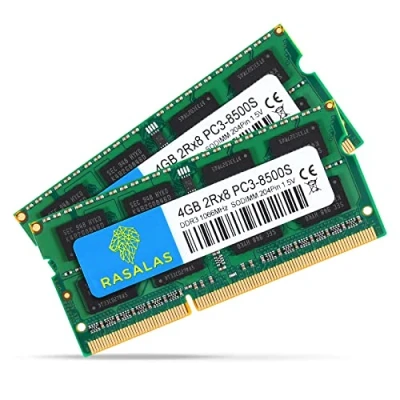 Imagen de Rasalas Kit de 8 GB (2 x 4 GB) PC3 8500S 1067 MHz 1066 DDR3 8500 SODIMM RAM actualización para Finales 2008, principios/Mediados 2009, Mediados 2010