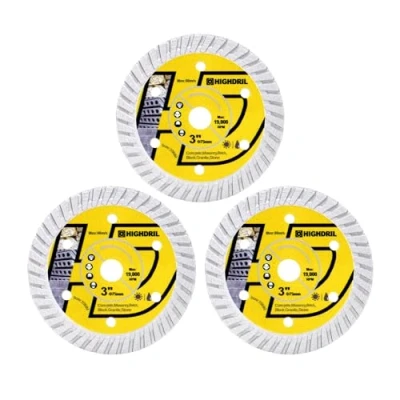 Imagen de HIGHDRIL Disco Diamante para Hormigón 75mm 3piezas Discos Corte Granito Mármol Masonería Piedra Artificial Dura