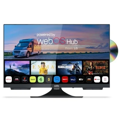 Imagen de Cello C2224WSF Trav 22&quot; Full HD Smart/DVD Camping Travel TV Integrated DVD Player Frameless Triple Tuner Bluetooth WebOS by LG Ideal para Autocaravana Camión Hecho en Europa [2024]