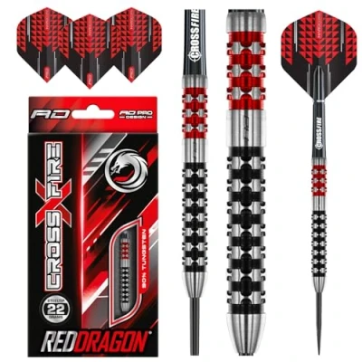 Imagen de RED DRAGON Crossfire Juego de Dardos tungsteno Premium 22 Gramos con Plumas y vástagos
