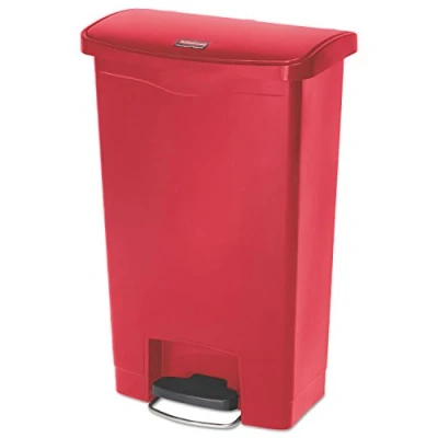 Imagen de Rubbermaid Commercial Products Slim Jim 1883566 Contenedor con pedal frontal, capacidad de 50 l, rojo