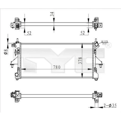 Imagen de TYC 709 0020 R Radiador, refrigeración del motor 780 378 34 Caja de cambios manual Aletas unidas mecánicamente FIAT: Ducato III Furgón