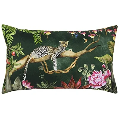 Imagen de Evans Lichfield Cubierta de cojín al Aire Libre Leopardo, Poliéster, Bosque, 30 x 50cm