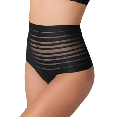 Imagen de Leonisa Braga con Encaje Invisible de Control Suave Brasileñas Bragas Altas Mujer Sin Costuras, Negro, Talla M