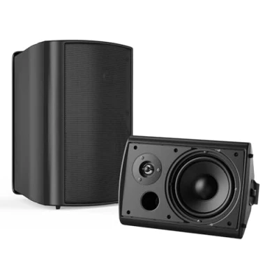 Imagen de STUDIOFINIX Altavoces Bluetooth de 6,5 Pulgadas y 400 vatios para Interior/Exterior Montaje en Pared Resistentes al Agua a la Intemperie el Patio, Garaje casa (Negro)