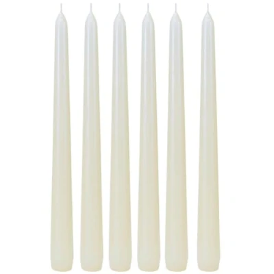 Imagen de velas puntiagudas, de mesa, en juego 6 blanco, contenido del envío: unidades, tamaño: 25 x 2 cm (alto diámetro).