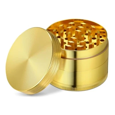 Imagen de LIHAO 2&quot; Grinder 4 Piezas Metálico con Rascador Polen para Hierbas y Especias (5cm, Oro)