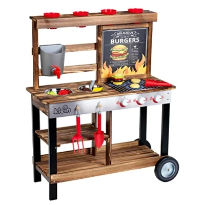 Imagen de Theo Klein 2368 Beach Picnic, BBQ Country cocinita de Verano, Cocina Madera con Parrilla y Plantas, Accesorios, Juguete para niños Desde 3 años