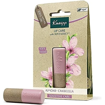 Imagen de Kneipp, Bálsamo Labial Sensitive Care, Reparador, Protector e Hidratante de Labios con Efecto Prolongado, 100% Natural, Aceite Almendras y Cera Candelilla, Aroma a Almendra