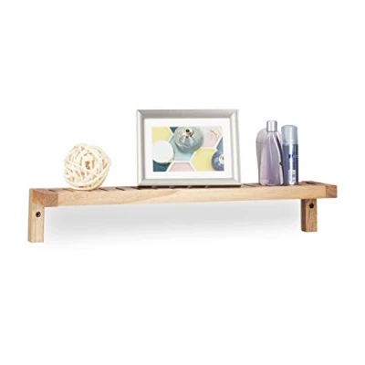 Imagen de relaxdays Estante de Pared, Flotante, Mueble Madera, Baño &amp; Cocina, Multiusos, 10 x 60 12,5 cm, 1 Ud, Marrón