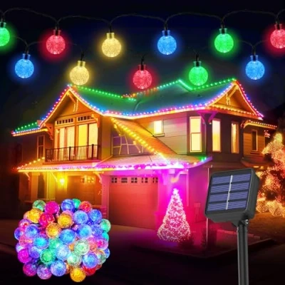 Imagen de Realky Guirnaldas Luces Exterior Solar, 13.2M 60 LED Guirnalda Solares con Función de Memoria, 8 Modos IP65 Impermeable Cadena Solar para Jardín, Patio, Navidad, Fiesta (Multicolor)