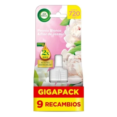 Imagen de Air Wick Eléctrico Recambios de ambientador automático eléctrico, aroma a White Bouquet 9 x 19ml
