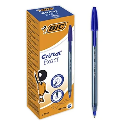 Imagen de BIC Cristal Exact Bolígrafos, Óptimo para uso de oficina, casa y escolar, Punta fina (0,7 mm) Azul, Caja 20 Unidades.