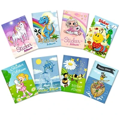 Imagen de HERMA 15426 Álbum de pegatinas en blanco para coleccionar, surtido A5, 8 unidades, libro recubierto papel silicona despegar y reutilizar las pegatinas, blanco, álbum