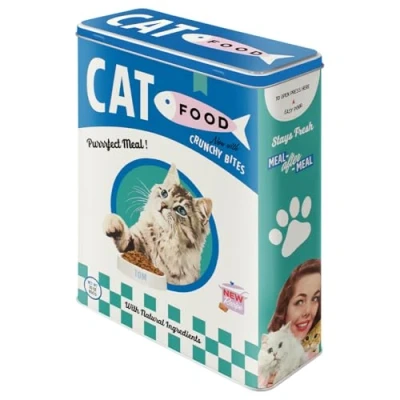 Imagen de Nostalgic Art Caja de Almacenamiento Retro XL Cat Food Idea Regalo para dueños Gatos, Cartón, Diseño Vintage, 4 l
