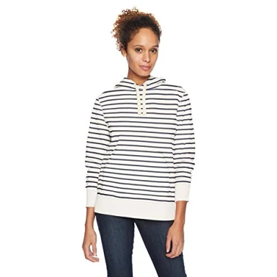 Imagen de Amazon Essentials Sudadera de Felpa Francesa con Capucha (Disponible en Tallas Grandes) Mujer, Blanco Rayas, XXL