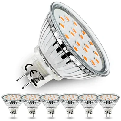 Imagen de Allesgute Bombilla GU5.3 LED MR16 12V 5W Equivalente a 45W Lámpara Halógena Blanco Cálido 3000K, 120 Haz Ancho No Regulable Foco (Juego de 6)