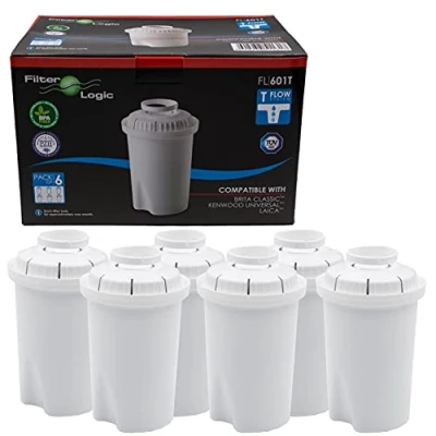 Imagen de FilterLogic FL601T 6 unidades cartucho de filtro compatible con BRITA Classic/BWT Anna/Kenwood Universal/Laica Multi Flux Classic/Aquaphor B100 / Dafi Classic 102109 jarra filtrante
