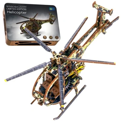 Imagen de WOODEN.CITY Build A Helicopter Limited Edition Kit di modellini in Legno 3D per adulti da costruire aerei e adolescenti 178 Parti Scala 1:30