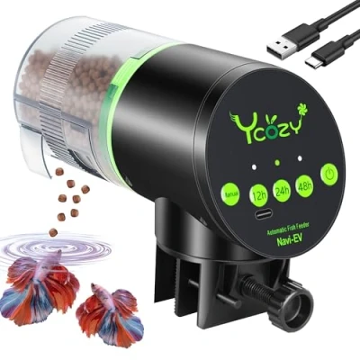 Imagen de Ycozy Alimentador Automatico Acuario Recargable Dispensador Comida para Peces con Temporizador Comedero Peces, Navi EV