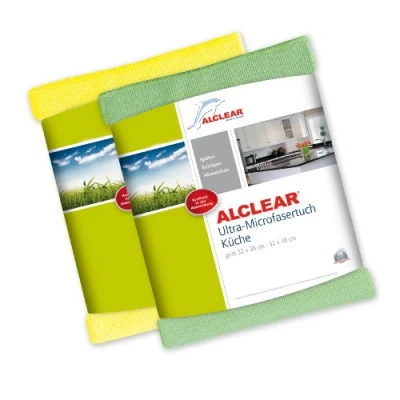 Imagen de Alclear International Paños de Ultramicrofibra Cocina, Set 2, Cocina Adecuados para el Hogar, La Gastronomía, Los Vasos y Platos, 32 x 36 cm, Verde Amarillo