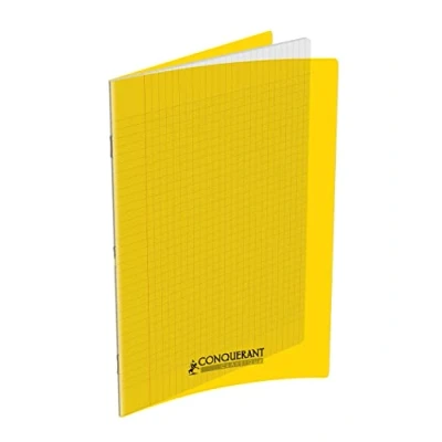 Imagen de CONQUERANT Cuaderno clásico 24 x 32 cm grandes azulejos Seyès 96 páginas grapadas cubierta Polypro Amarillo
