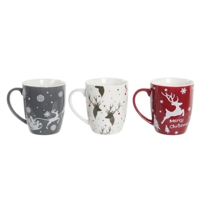 Imagen de PLUS HOME Pack de 4 tazas navideña.4x Taza Café Porcelana navidad para Bebidas Frías y Calientes.Capacidad 350ml tamaño 13X8,5X10 360ML
