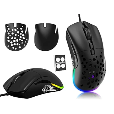 Imagen de ZIYOU LANG Ratones D19 G Pro con Cable para Juegos, Juegos de hasta 12.000 dpi, ratón O Model RGB 7 Botones programables, Carcasa Panal óptica Super Light Gamer Mouse