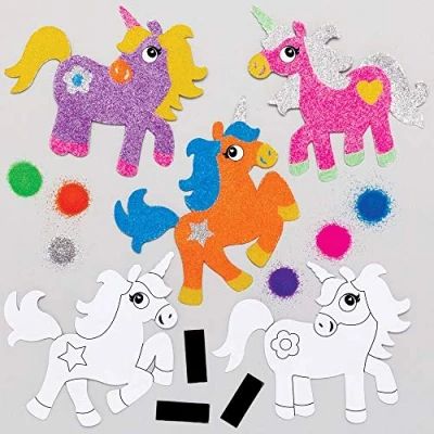 Imagen de Baker Ross Imanes Unicornio arte de Arena AT724 (paquete 6) para proyectos y manualidades niños, surtidos