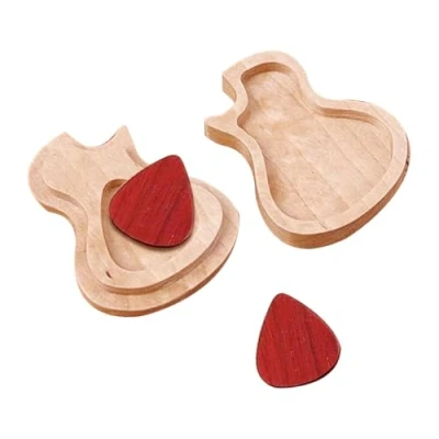 Imagen de Alnicov 2 púas de guitarra madera con caja madera, regalo único para guitarra, bajo, mandolina, banjo ukelele