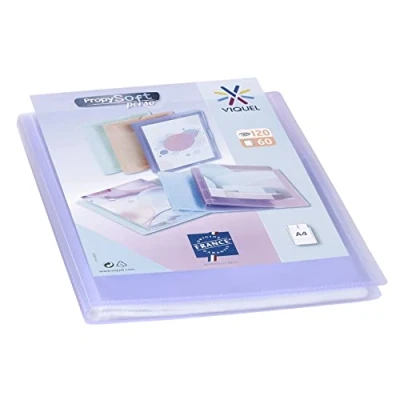 Imagen de Viquel Protección de documentos personalizable Encuadernación A4 Portafotos 120 caras (60 bolsillos) Propysoft Fundas transparentes y lisas Morado translúcido