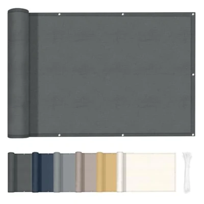 Imagen de HENG FENG Pantalla Privacidad Balcon 75x400cm PES, Protección UV, Impermeable, a Prueba de Viento para Exterior, Terraza y Balcón, Antracita