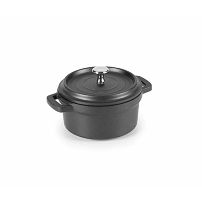 Imagen de Olla Cocotte Negra Mini Aluminio Fundido, Lacor Diámetro 10 Cm