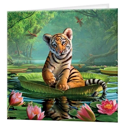 Imagen de 3D LiveLife Tarjeta felicitacion tigre de Deluxebase. Lenticular con bengala para toda ocasión y edad. Ilustraciones originales licencia del reconocido artista, Jerry LoFaro