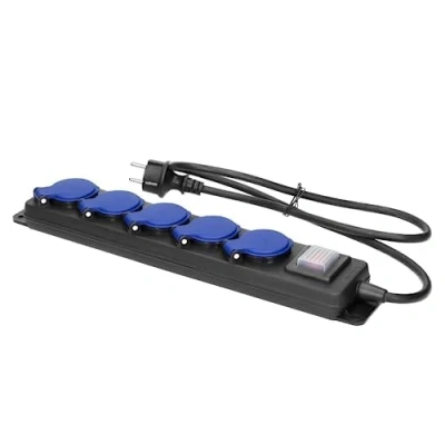 Imagen de Miratic Bases Multiples Enchufes Regleta de Taller con Interruptor, 5 Tomas 2P+Z, IP44, Cable Goma, H05RR F 3x1,5mm² (3 m)
