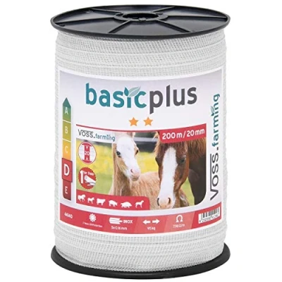 Imagen de VOSS.farming Pastos de Banda 200 m, 20 mm, 5 x 0,16 Niro, Color Blanco