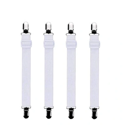 Imagen de Bedecor 4pcs(Extender 30 120 cm) Sujetadores de Hojas,Sujetadores Tirantes Ajustables para sábanas o sofás,Blanco